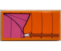 Tile 2 x 4 with Dark Pink and Orange Sleeping Bag Pattern (Sticker) - Set 41339