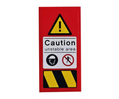 Tile 2 x 4 with Triangle and Exclamation Mark, 'Caution unstable area', Warnings and Danger Stripes on Transparent Background Pattern (Sticker) - Set 76037