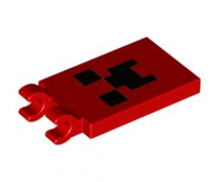 Tile, Modified 2 x 3 with 2 Clips with Pixelated Black Squares Pattern (Minecraft Creeper Face)