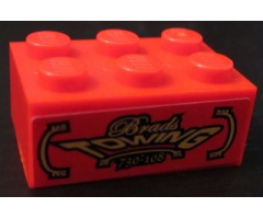 Brick 2 x 3 with 'Brads TOWING 730-108' Pattern (Sticker) - Set 8147