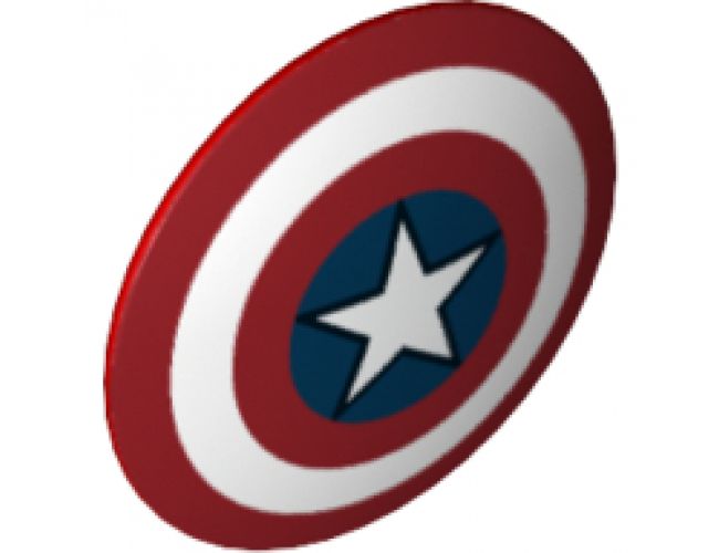 Minifigure, Shield Round with Rounded Front with Bullseye with Captain America Star Pattern