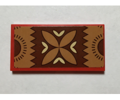 Tile 2 x 4 with Reddish Brown, Tan and Nougat Polynesian Design Mat / Rug Pattern (Sticker) - Set 41150