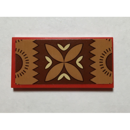 Tile 2 x 4 with Reddish Brown, Tan and Nougat Polynesian Design Mat / Rug Pattern (Sticker) - Set 41150