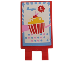 Tile, Modified 2 x 3 with 2 Clips with Cupcake Pattern (Sticker) - Set 3061