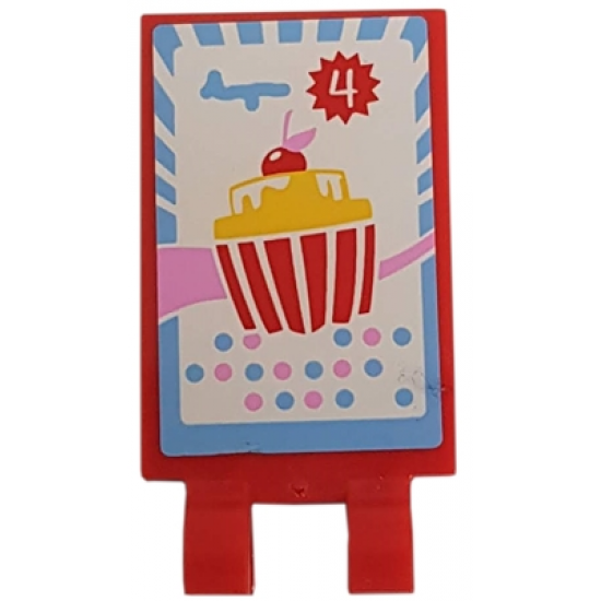 Tile, Modified 2 x 3 with 2 Clips with Cupcake Pattern (Sticker) - Set 3061