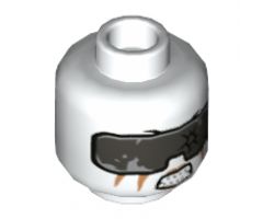 Minifigure, Head Alien Ninjago with Silver Goggles, Orange Stripes, Gritted Teeth Pattern - Hollow Stud