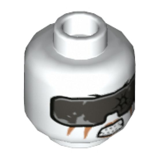 Minifigure, Head Alien Ninjago with Silver Goggles, Orange Stripes, Gritted Teeth Pattern - Hollow Stud