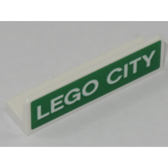 Panel 1 x 4 x 1 with White 'LEGO CITY' on Green Background Pattern (Sticker) - Set 60197