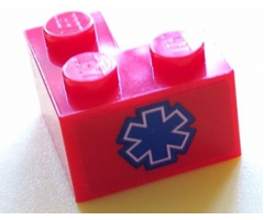 Brick 2 x 2 Corner with Blue EMT Star of Life Pattern (Sticker) - set 60204