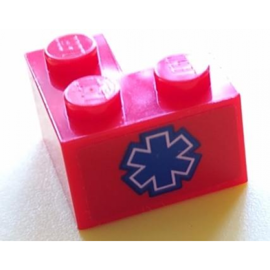 Brick 2 x 2 Corner with Blue EMT Star of Life Pattern (Sticker) - set 60204