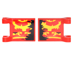 Flag 2 x 2 Square with Yellow Gear and 2 Snakes on Red Background and Black Ripped Edge on Both Sides Pattern (Stickers) - Set 70626