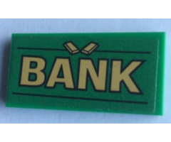 Tile 2 x 4 with 'BANK' Pattern (Sticker) - Set 60140