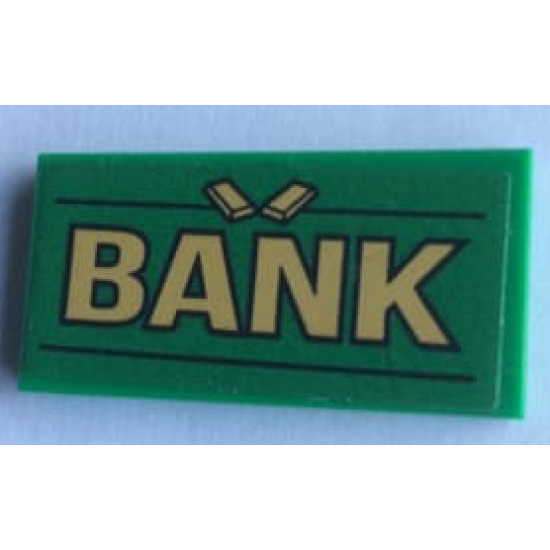 Tile 2 x 4 with 'BANK' Pattern (Sticker) - Set 60140