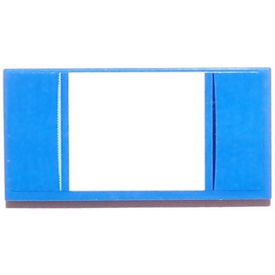 Tile 2 x 4 with Thick White Stripe and Thin Black and White Stripes Pattern on Blue Background (Sticker) - Set 75871