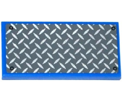 Tile 2 x 4 with Silver and Dark Bluish Gray Tread Plate and 4 Rivets Pattern (Sticker) - Set 75918