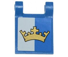 Flag 2 x 2 Square with Gold Crown on Blue and White Background Pattern (Sticker) - Sets 70402 / 70806