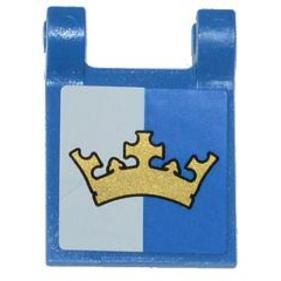 Flag 2 x 2 Square with Gold Crown on Blue and White Background Pattern (Sticker) - Sets 70402 / 70806