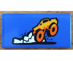 Tile 2 x 4 with Orange Monster Truck and White Dust Pattern (Sticker) - Set 60180