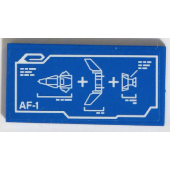 Tile 2 x 4 with White AF-1 Rocket Mechanical Drawing Blueprint Pattern (Sticker) - Set 70596