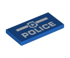 Tile 2 x 4 with White 'POLICE' and Badge Pattern