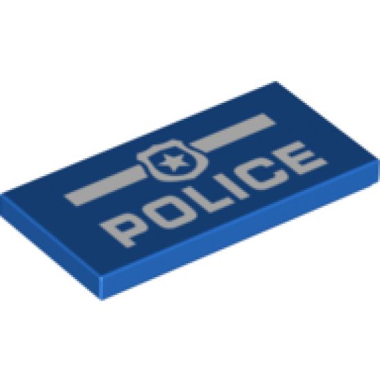 Tile 2 x 4 with White 'POLICE' and Badge Pattern