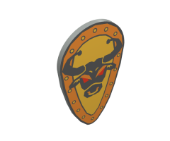 Minifigure, Shield Ovoid with Bull Head Black on Yellow Pattern (Printed)