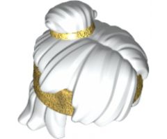Minifigure, Hair Mid-Length Tousled, Top Knot Bun with Pearl Gold Band and Headband Pattern