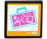 Road Sign 2 x 2 Square with Open O Clip with X-Ray Suitcase on Screen Pattern (Sticker) - Set 41100
