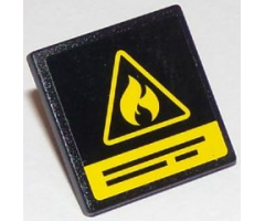 Road Sign 2 x 2 Square with Open O Clip with Yellow Flammable Danger Triangle and Black Lines Pattern (Sticker) - Set 60107