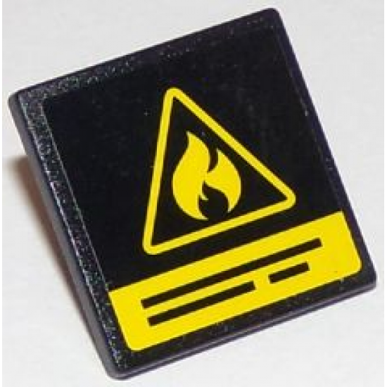 Road Sign 2 x 2 Square with Open O Clip with Yellow Flammable Danger Triangle and Black Lines Pattern (Sticker) - Set 60107