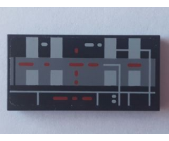 Tile 2 x 4 with Light Bluish Gray, Dark Bluish Gray and Red Circuit Pattern (Sticker) - Set 75055