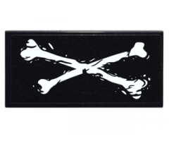 Tile 2 x 4 with White Crossbones Pattern (Sticker) - Set 76050