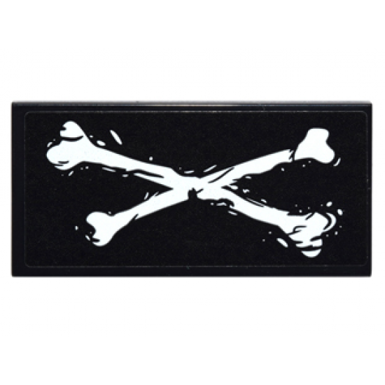Tile 2 x 4 with White Crossbones Pattern (Sticker) - Set 76050