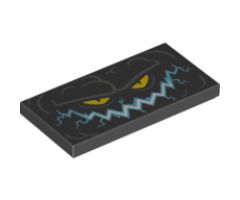 Tile 2 x 4 with Cloud Creature Face With Medium Blue Electrified Sinister Smile and Yellow Eyes Pattern (Monstrox)