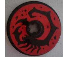 Technic, Disk 3 x 3 with Black Scorpion on Red Background Pattern (Sticker) - Set 70589