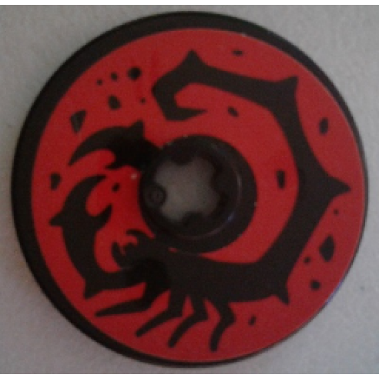 Technic, Disk 3 x 3 with Black Scorpion on Red Background Pattern (Sticker) - Set 70589