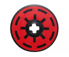 Technic, Disk 3 x 3 with Black Dashed Lines on Red Background Pattern (Sticker) - Set 7931