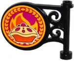 Road Sign Round on Pole with Fruit Pie and Flames Pattern on Both Sides (Stickers) - Set 41074