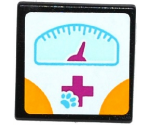 Road Sign 2 x 2 Square with Open O Clip with Magenta Cross, Animal Paw and Weight Scale Pattern (Sticker) - Set 41085