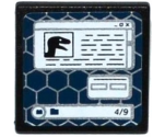 Road Sign 2 x 2 Square with Open O Clip with Black Raptor Head and '4/9' on Computer Screen Pattern (Sticker) - Set 75917
