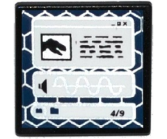 Road Sign 2 x 2 Square with Open O Clip with Black T. rex Head, Sound File on Computer Screen Pattern (Sticker) - Set 75918