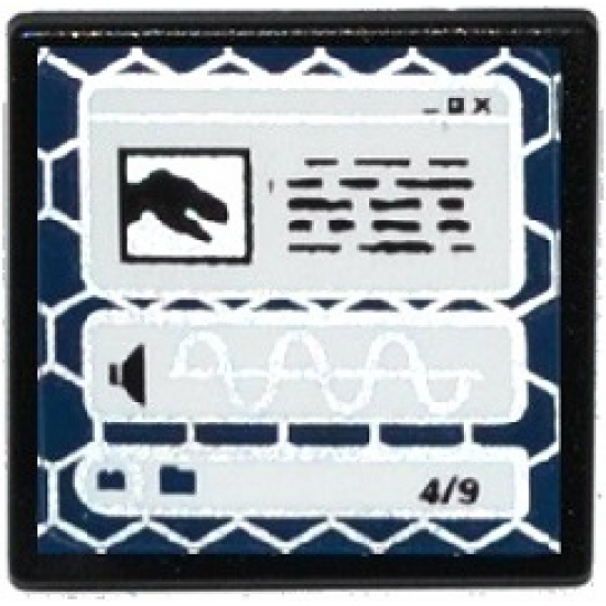 Road Sign 2 x 2 Square with Open O Clip with Black T. rex Head, Sound File on Computer Screen Pattern (Sticker) - Set 75918