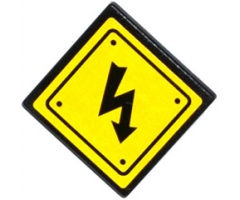 Road Sign 2 x 2 Square with Open O Clip with Electricity Danger Sign and 4 Rivets Pattern (Sticker) - Set 75919