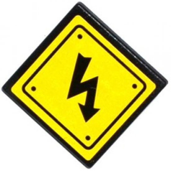 Road Sign 2 x 2 Square with Open O Clip with Electricity Danger Sign and 4 Rivets Pattern (Sticker) - Set 75919