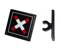 Road Sign 2 x 2 Square with Open O Clip with Crossed Bars (Train Crossing) Pattern (Sticker) - Set 60198
