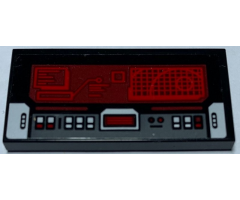 Tile 2 x 4 with SW Imperial Shuttle Control Panel, Buttons and Red Screen with Death Star Pattern (Sticker) - Set 75156