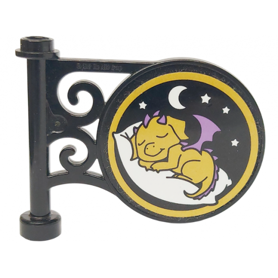 Road Sign Round on Pole with Starlight Inn Sleeping Dragon Pattern on Both Sides (Stickers) - Set 41174