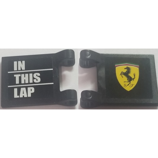 Flag 2 x 2 Square with Ferrari Logo, 'SF' and 'IN THIS LAP' on White Lines Pattern (Stickers) - Set 8185