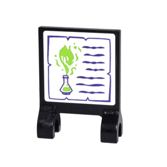 Flag 2 x 2 Square with Erlenmeyer Flask with Lime Vapors and Dark Purple Text Lines Pattern (Sticker) - Set 41180