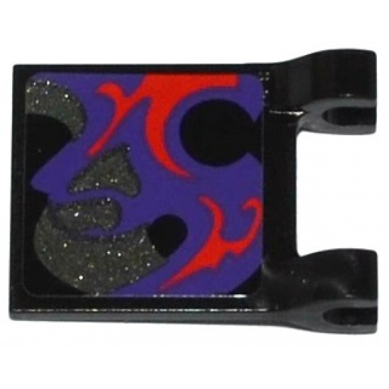 Flag 2 x 2 Square with Dark Purple, Pearl Dark Gray and Red Swirls Pattern on Both Sides Top (Stickers) - Set 70728
